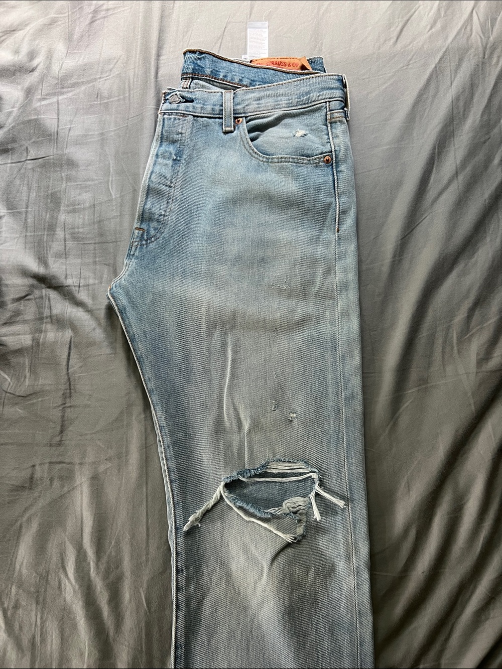 Levi's Light Blue Slim Straight Distressed Jeans